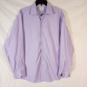 Brooks Brothers 346 Supima Cotton Lavender Check Shirt Men Size 17  - 35 EUC